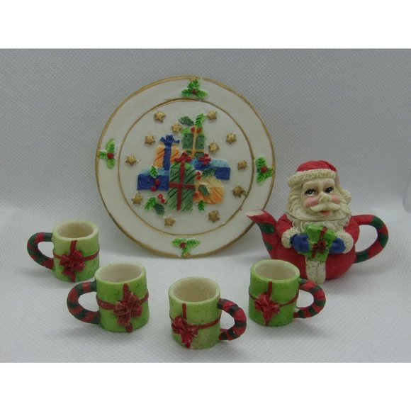 C&F Enterprises Miniature Resin Santa Claus Tea Set #48439  1995 - Picture 2 of 12